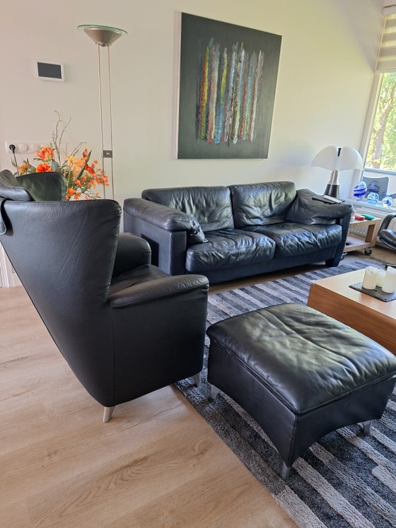 De Sede DS-23 Poltrone + Pouf, Pelle Nera, Nero (foto 7 di 10)