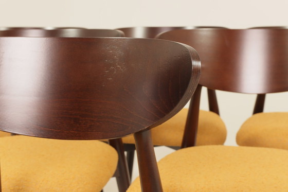 Image 1 of Lot de 6 chaises de salle à manger scandinaves moutarde bouclé 