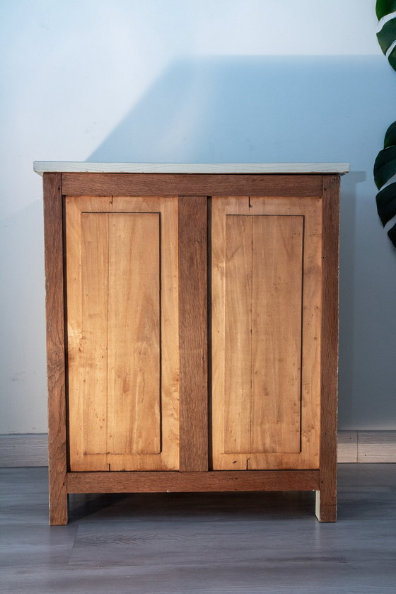 Image 1 of Buffet parisien gris argile, bois patiné, 1950