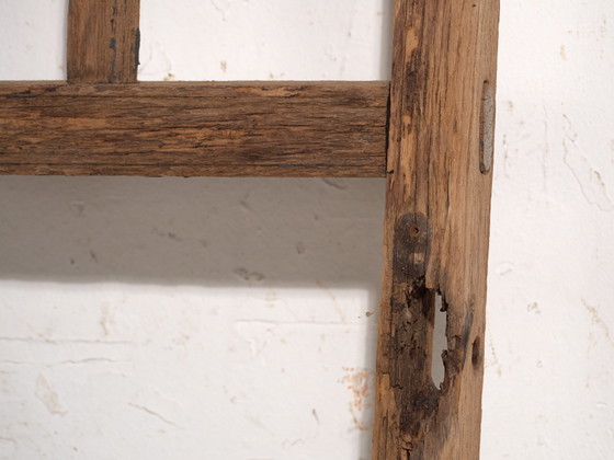 Antike Kiefernholzleiter, Mitteleuropa, circa 1880, Dekorative Objekte, Eisen, Rustic (Foto 6 von 8)
