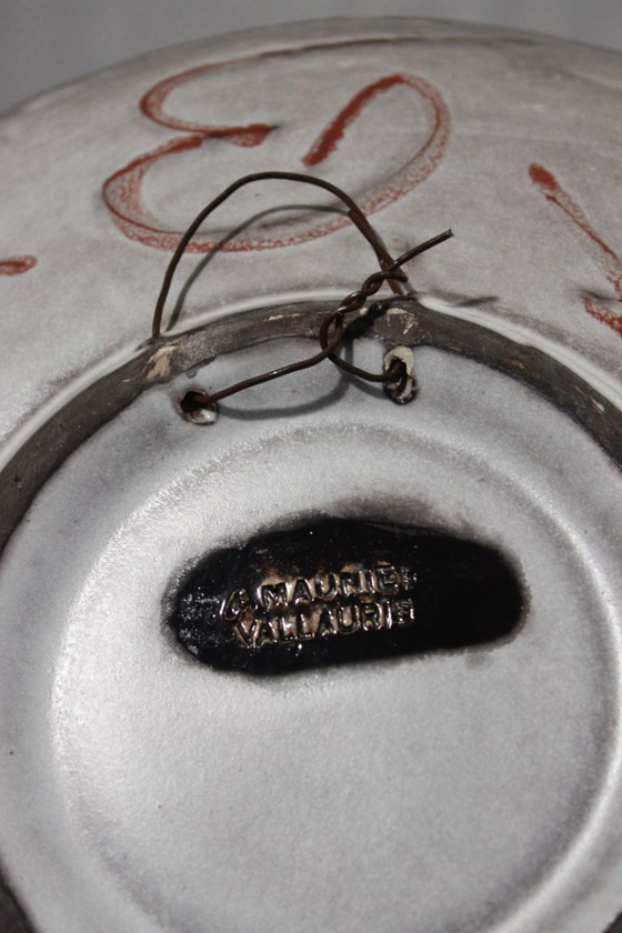 Image 1 of Alain Maunier en Vallauris - Gran plato decorativo de pared con decoración de óxido, años 60