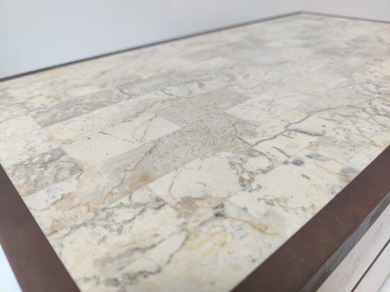 Image 1 of Gran caja de mármol y latón teselado de Maitland Smith, década de 1970