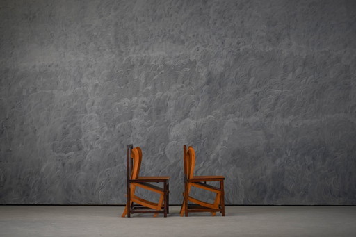 Chaises de salle à manger vintage au design sculptural unique, France années 1960, lot de 2