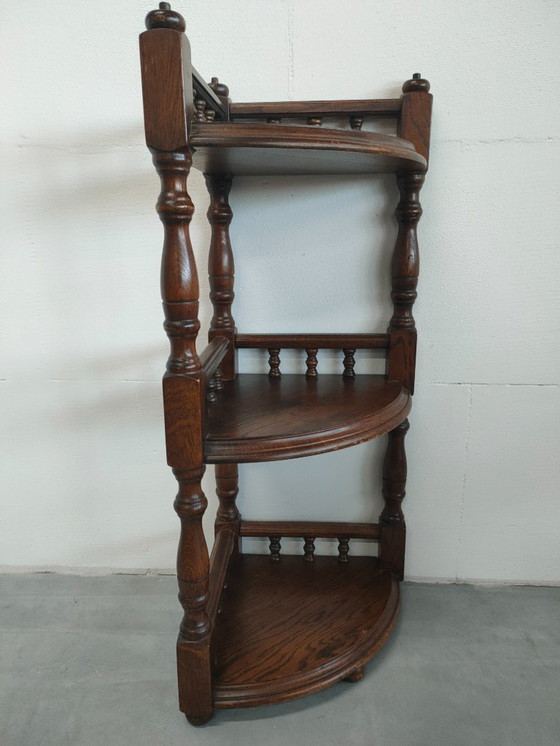 Image 1 of Vintage (Antiek) open hoekmeubel hoekkastje plantentafel/'shelving plant stand' 