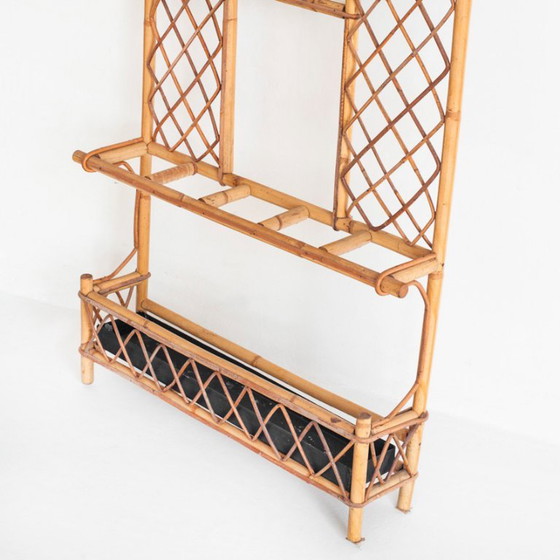 Vintage Hall Coat Rack With Mirror. Cane And Metal. France, 1960s – Rattan (photo 9 of 10)