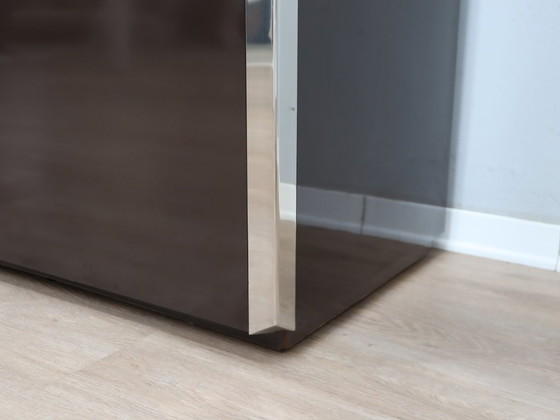 Image 1 of Mario Sabot credenza piccola in laminato marrone scuro e cromo anni '70