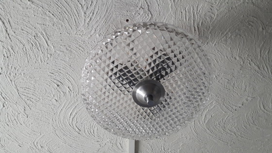 Image 1 of Lampada a sospensione in stile Art Déco in vetro con corona