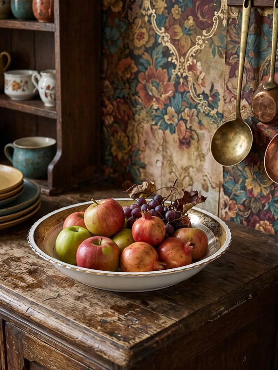 Vintage deep plate in gilded Limoges porcelain, ADP L Royal – Crockery, Gold (photo 3 of 12)