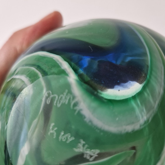 Image 1 of Jarrón de cristal con forma de bola de Mdina, años 60 y 70, con forma de espiral