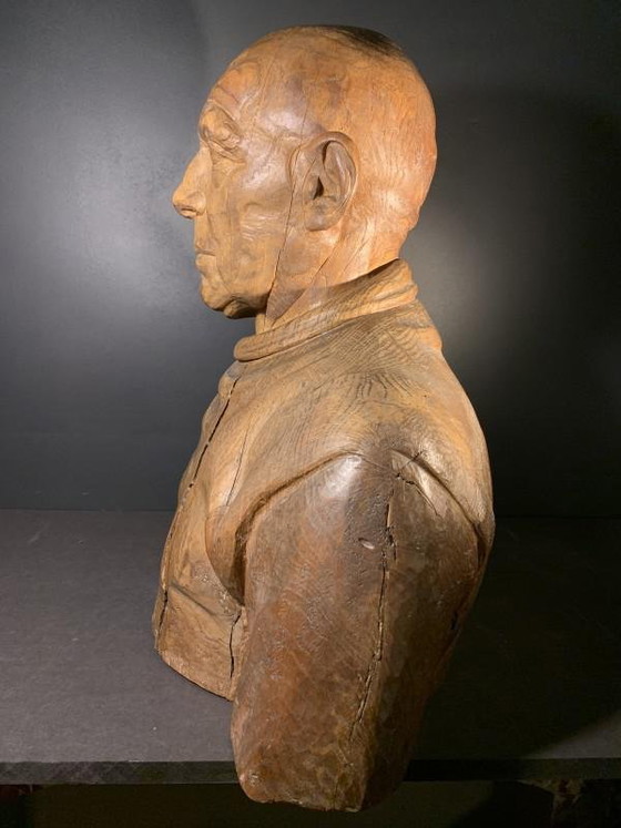 Frans Claessens, Levensgrote Buste van Pablo Picasso, Gesneden Hout, Jaren 30 – Beeldhouwkunst, Wood (photo 6 of 14)