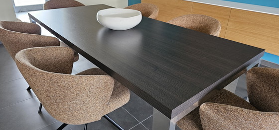 Image 1 of Solid oak dining table 220 x 100 with chrome legs