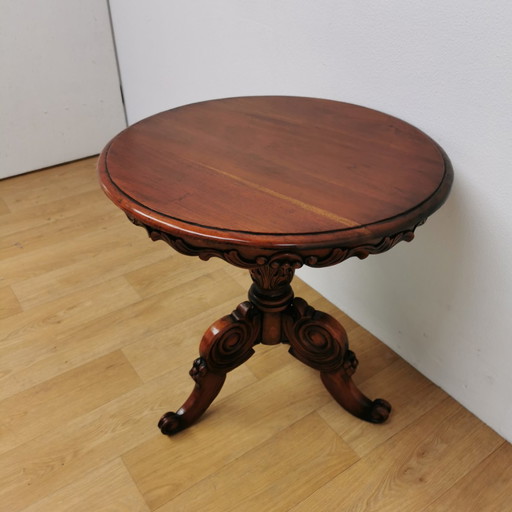 Table basse ronde ancienne, table basse, table à vin en bois d'acajou