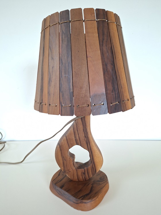 Image 1 of 1960 French olive wood lamp