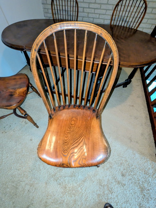 4 Antieke Engelse Windsor Stoelen – eetkamerstoelen, Wood