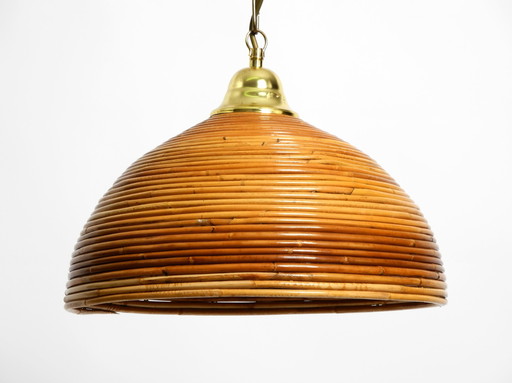 Beautiful Italian 1970s Bamboo Wood Ceiling Pendant Lamp