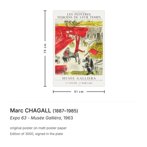 Image 1 of Marc CHAGALL Expo 63 - Museo Galliéra Manifesto
