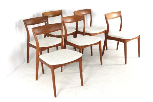 Set 6 R. Borregaard für Viborg Esszimmerstühle vintage gepolstert restauriert