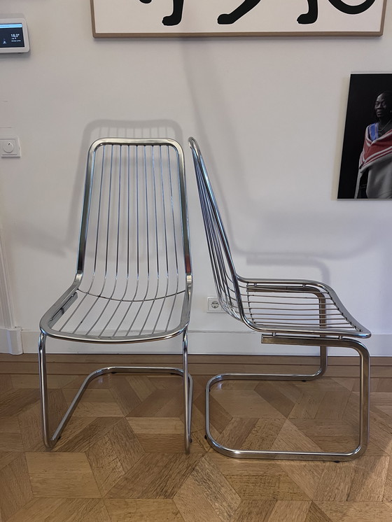 Image 1 of Chaises vintage en acier chromé (2 pièces)