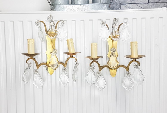 Paar Wandleuchten aus Bronze und Kristall MG – Beleuchtung, Crystal, Klassiek (photo 2 of 11)