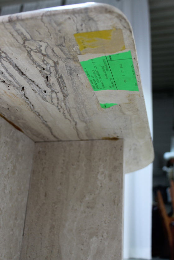 Image 1 of Vintage Travertin Salontafel, Bijzettafel - Natuursteen