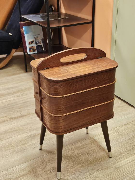 Vintage Teakfineer Naaikastje Naaibox Naardoos – Nachtkastjes, Wood (photo 5 of 12)