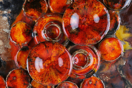 Image 1 of Ruscha Keramik Fett Lava Wandteller Pilze 717/3, Westdeutschland 1970er