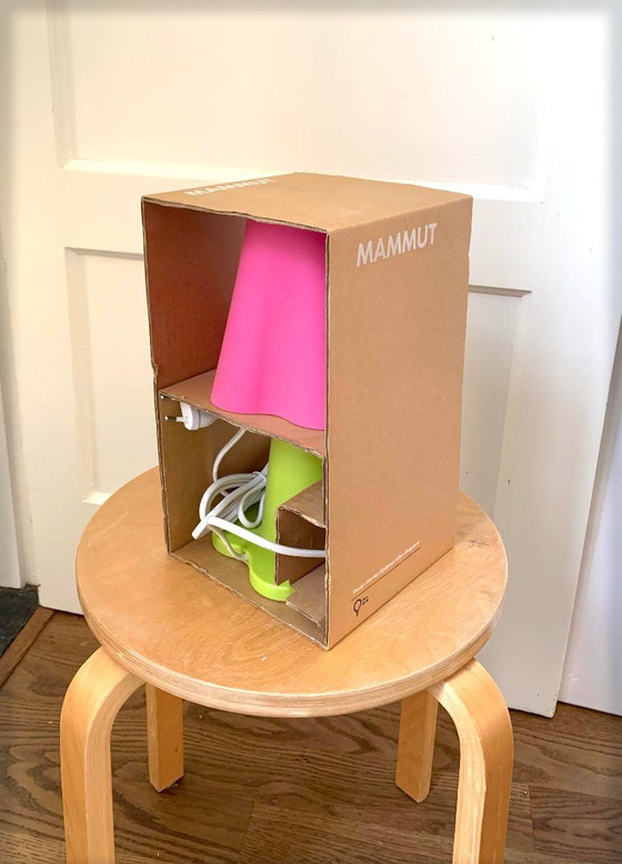 Image 1 of Lámpara de mesa IKEA MAMMUT – Rosa/Verde – Nueva en caja (años 2000)