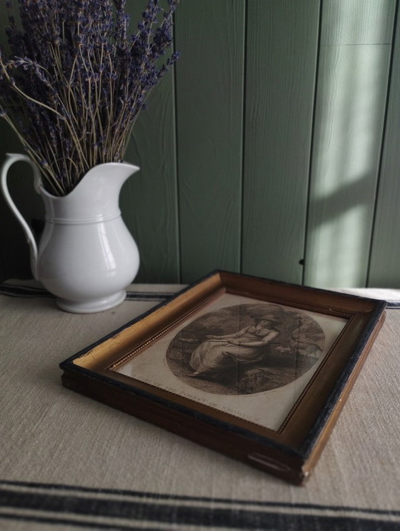 Image 1 of A Girl of the Forest of Snowden - Antique small framed English engraving