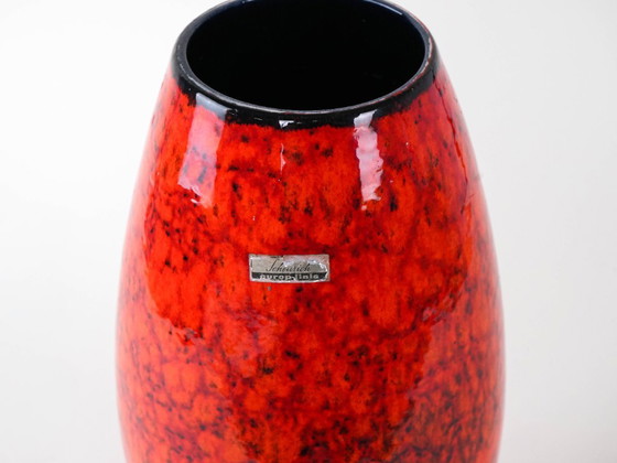 Image 1 of Red ceramic vase, German design, 1960s, manufactured by Scheurich