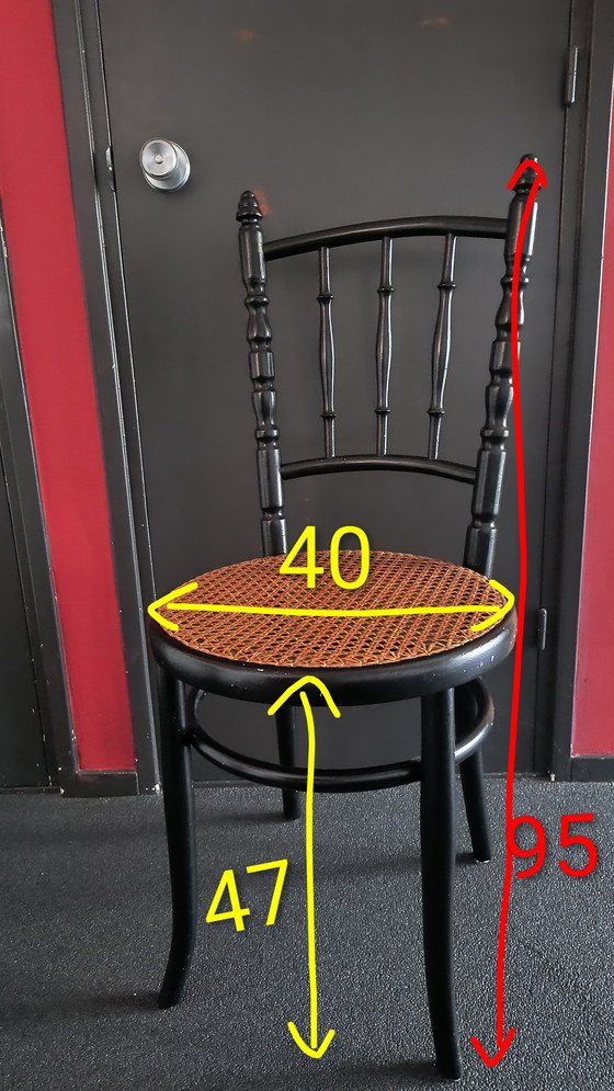 Image 1 of Sedia Fischel vintage – Cecoslovacchia – legno nero con seduta in vimini