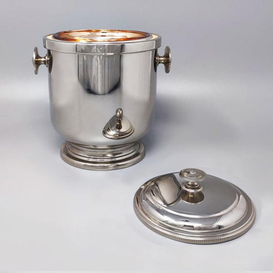 Image 1 of 1960 Stupendo secchiello per il ghiaccio in acciaio inossidabile di Aldo Tura per Macabo