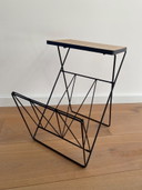 Vintage folding side table with magazine rack from the 1960s.