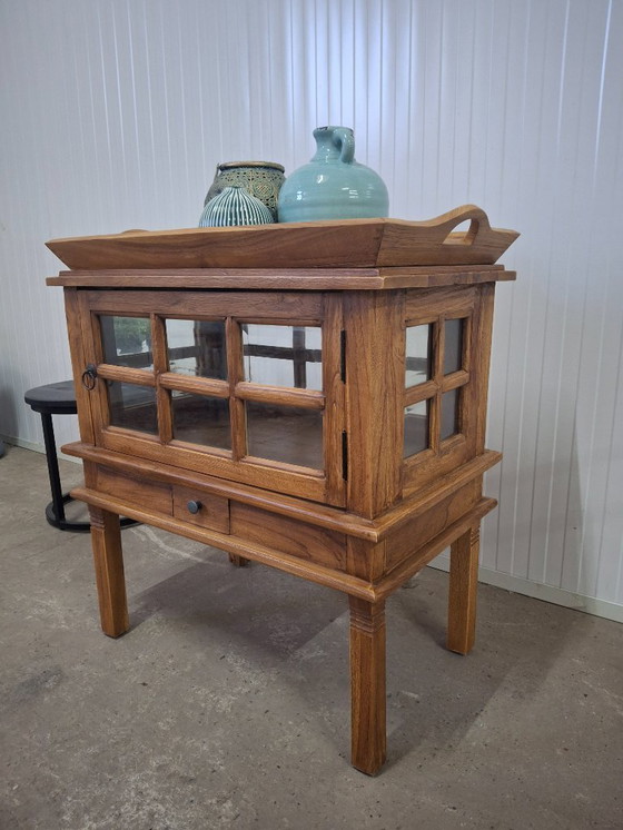 Image 1 of Magnifique meuble à thé en teck neuf avec porte et tiroir