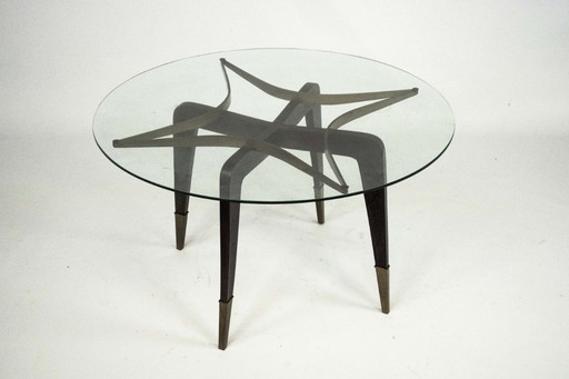 Rare table basse ronde du milieu du siècle, signée Paolo Buffa, Italie, années 1950.