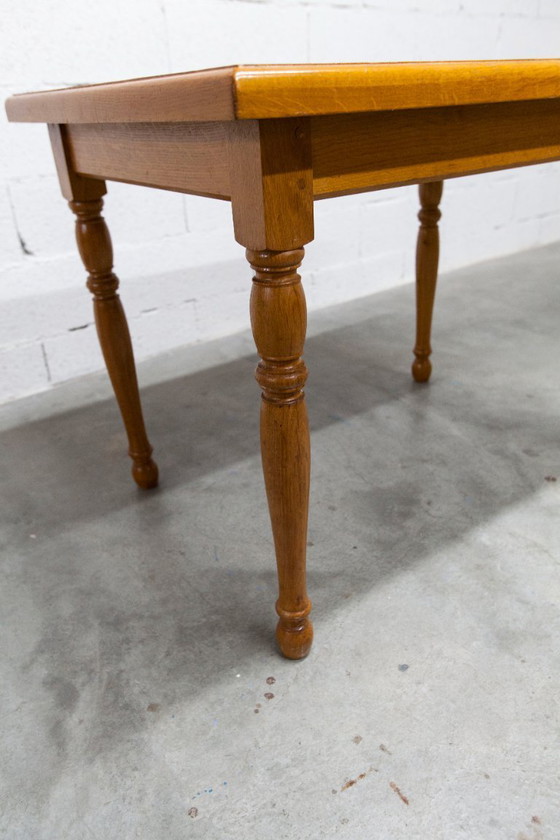 Image 1 of Rustic 1960s table, honey color, 100x70cm, Height 74cm