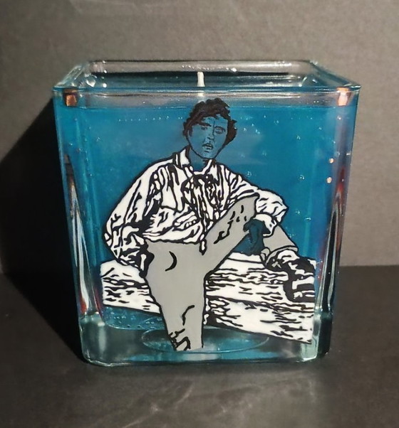 Lolotte · Vela funcional coleccionable 1/1 pintada a mano · Inspirada en Amedeo Modigliani – Arte en vidrio (photo 4 of 6)