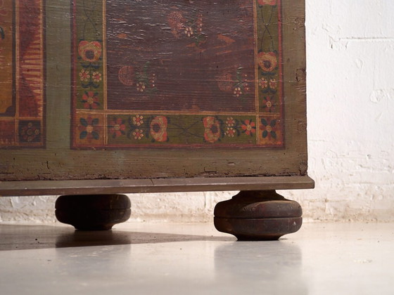 Coffre de dot polychrome ancien en pin – Europe Centrale, circa 1850 – Armoires de rangement, Iron (photo 20 of 40)