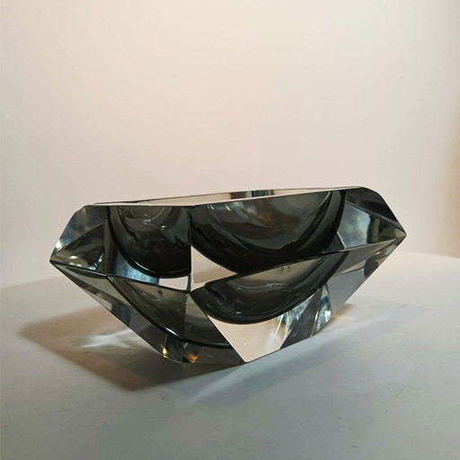 Cendrier ou vide-poches rectangulaire à multiples facettes en verre de Murano, années 1960, par Flavio Poli pour Seguso. Fabriqu