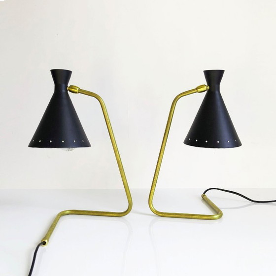 Image 1 of Een paar Cocotte-lampen, design uit de jaren 1950.