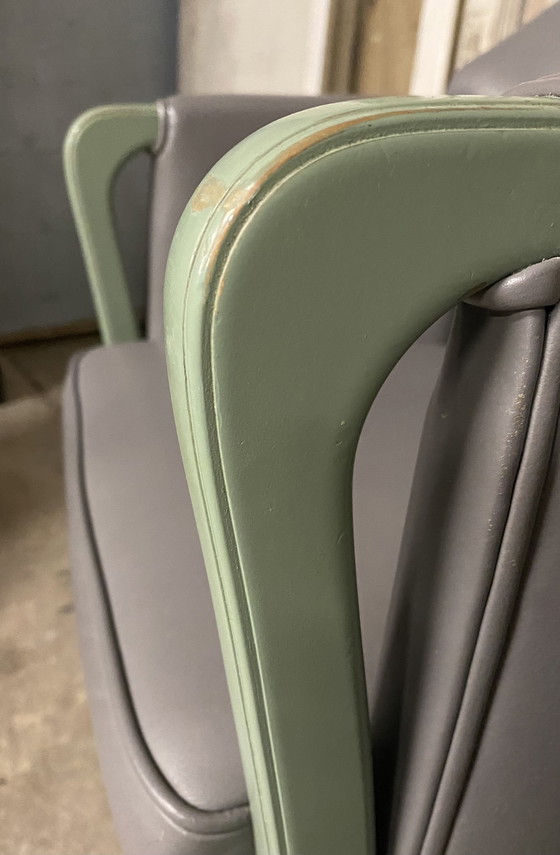 Image 1 of Sei poltrone di design italiano, metà secolo, in pelle grigia.