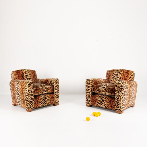 Travail Décorateur, Pair of Leopard Armchairs, c.1930