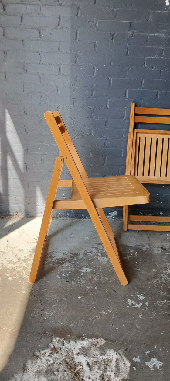 Image 1 of Chaises pliantes rétro vintage années 80, style Alvar Aalto, scandinaves, IKEA, en bois de hêtre