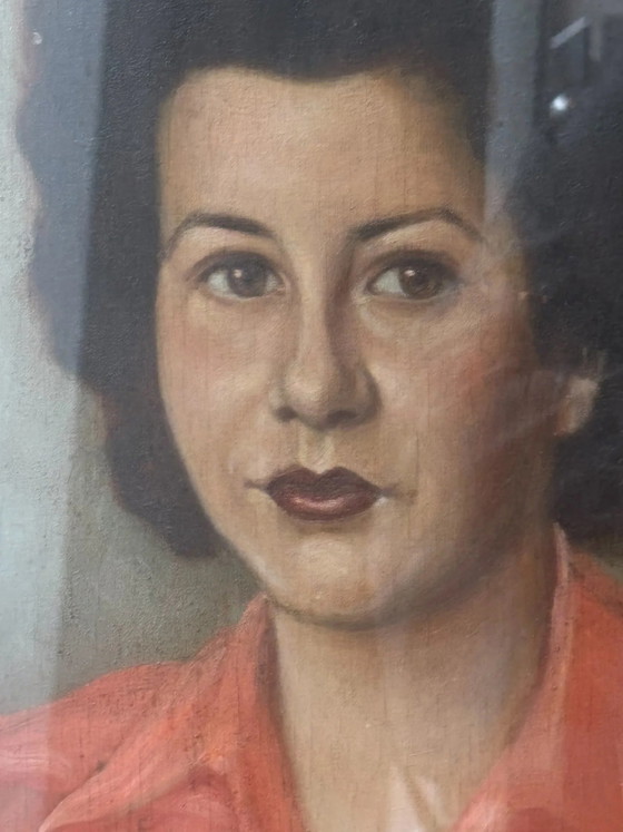 Dipinto a olio su tavola, Ritratto femminile, 1945, Dipinti e disegni (foto 5 di 7)
