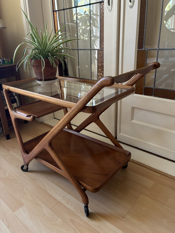 ‘50 Vintage Drankkarretje Van Perenhout – Ster Geldermalsen, Serveerwagens, Glass, Wood (photo 2 of 7)