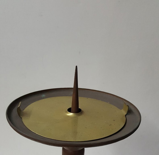 Image 1 of Brass candlestick, unique, wrought iron - hammered, 1940-44
