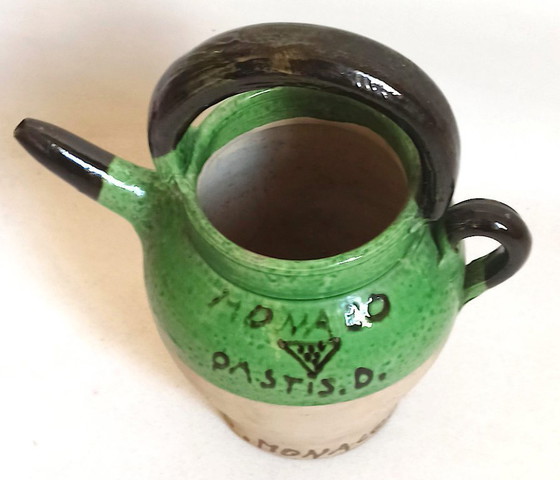 Image 1 of Brocca in terracotta Pastis Monaco degli anni '40. Altezza 26,5 cm.
