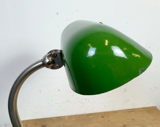 Image 1 of Vintage Green Enamel Bankers Table Lamp, 1950s
