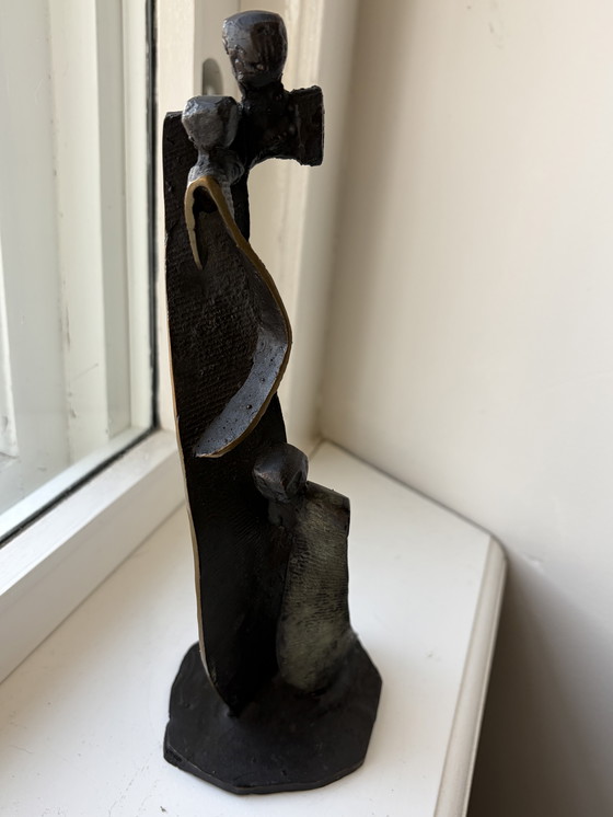 Image 1 of Renée van Leusden (Netherlands, 20th century) Stylized bronze sculpture – Standing female figure Signed and dated 1995