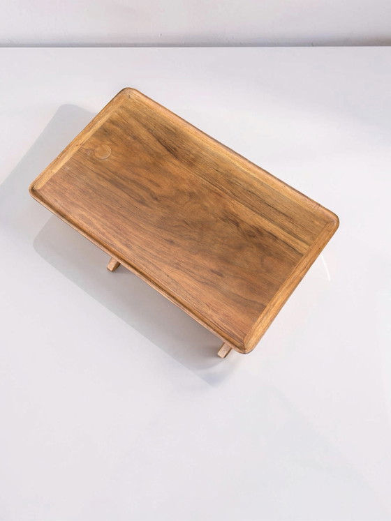 Image 1 of Vintage side table with teak top and magazine rack