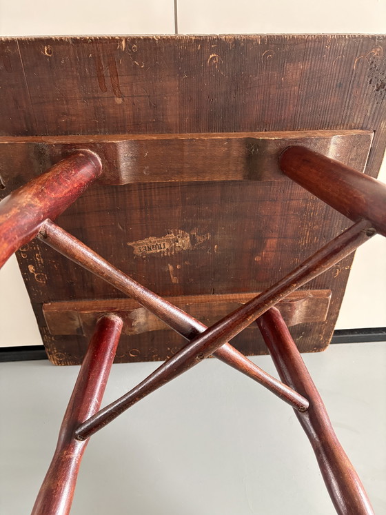 Rare table d'appoint/tabouret Thonet ancien - Avec étiquette d'origine (env. 1920-1940) – Tables d'appoint (photo 8 of 10)